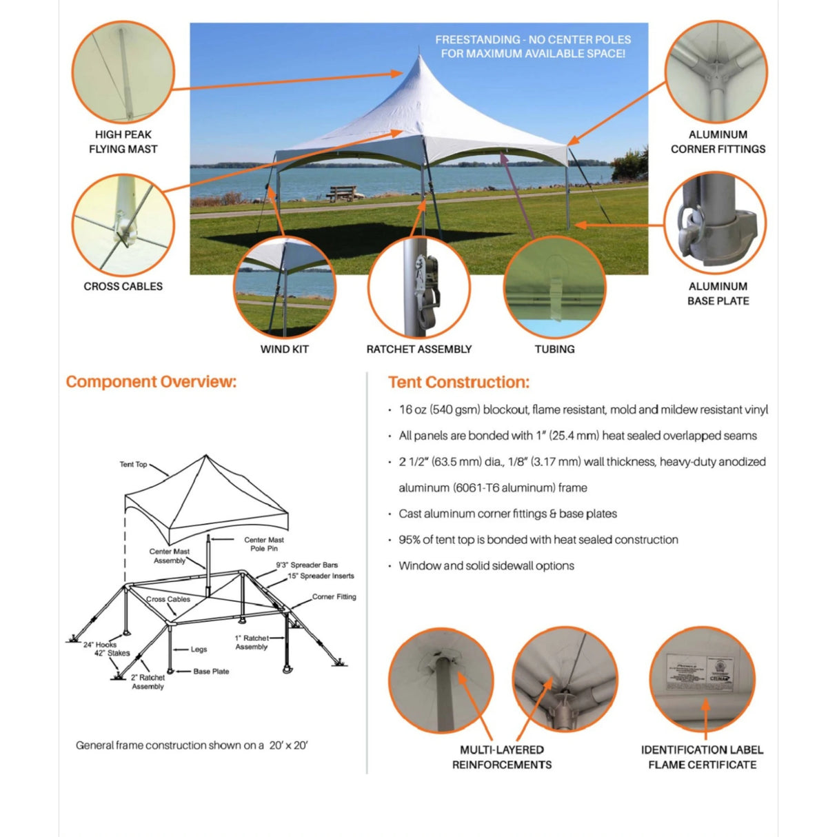 20' x 20' High Peak Frame Tent