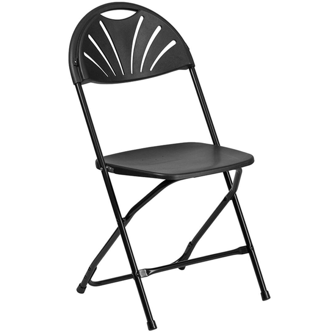 HD Pro Black Fan Back Plastic Folding Chair