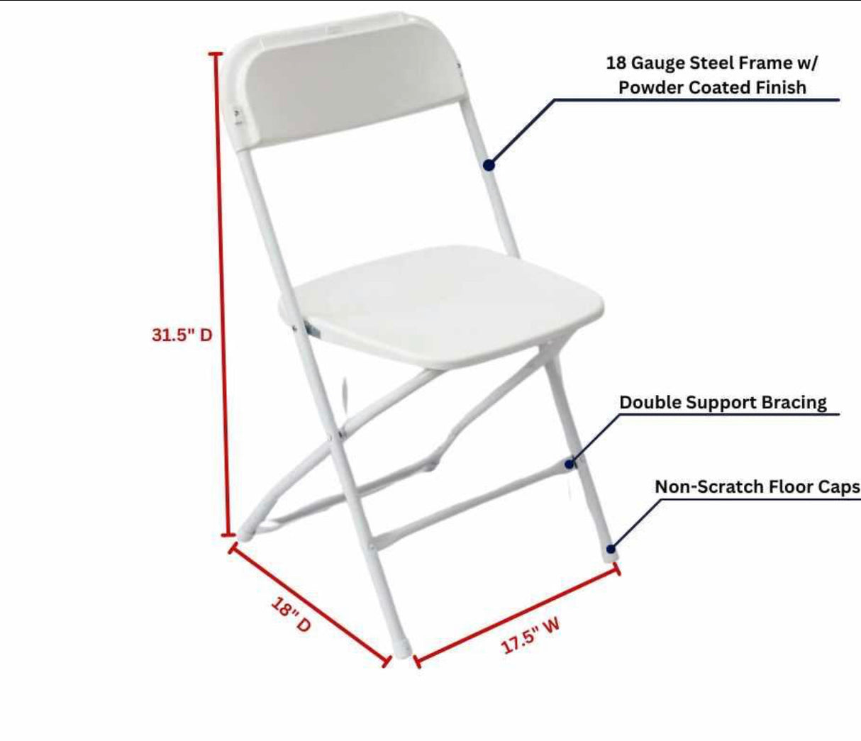 HD Pro White Plastic Folding Chair