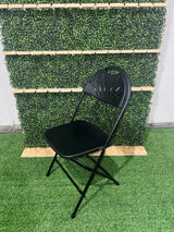 HD Pro Black Fan Back Plastic Folding Chair