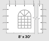 8' x 30' Cathedral Window Tent Sidewalls for High Peak Commercial Tents - Professional Grade Tent Sidewalls
